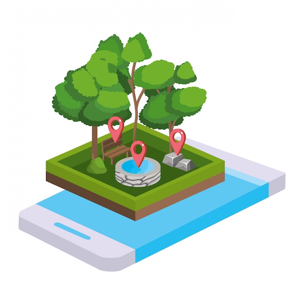 Isometric park activity cartoon