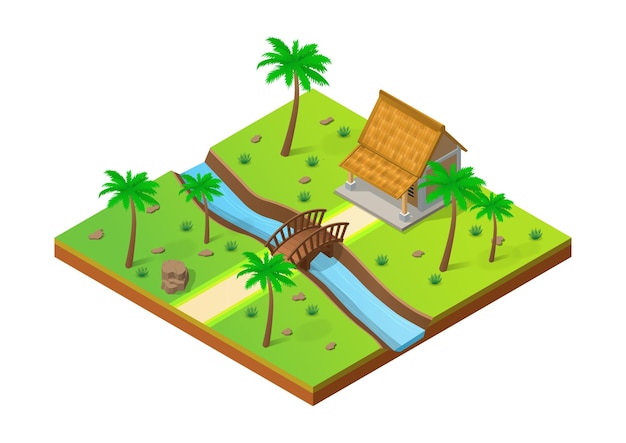 Isometric park with a house