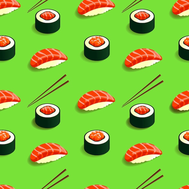 Isometric pattern sushi and rolls