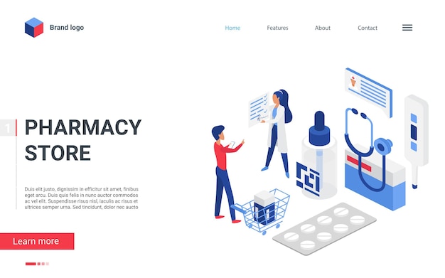 Isometric pharmacy store concept