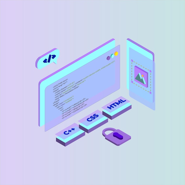 Isometric Programming concept illustration