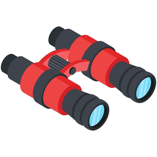 Vector isometric red binoculars vector