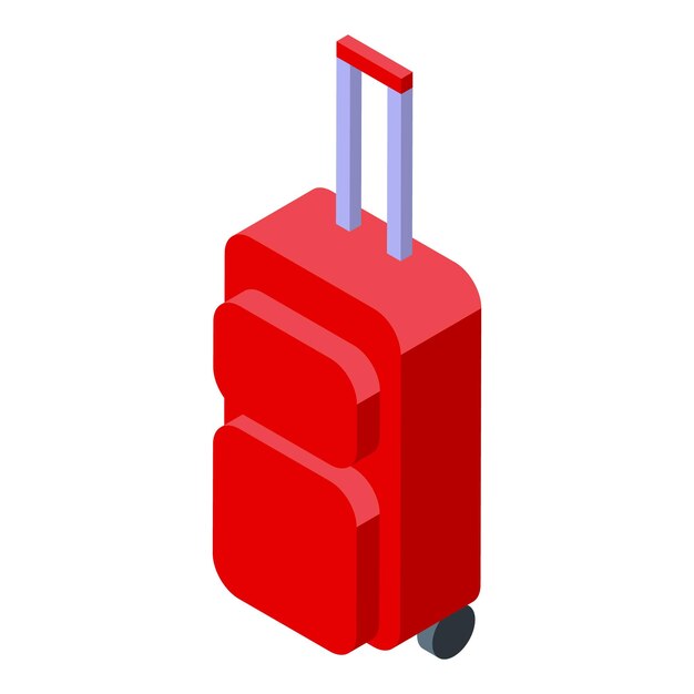 Vector isometric red travel suitcase on a white background