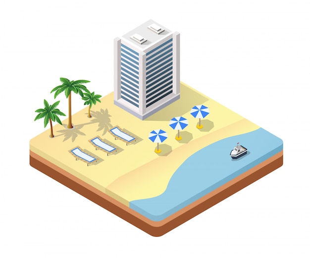 Isometric seascape beach