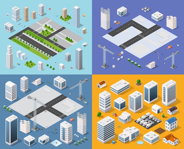 Isometric set 3D city