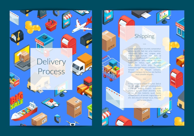 Vector  isometric shipping and delivery icons