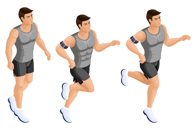 Isometric sporty inflated men