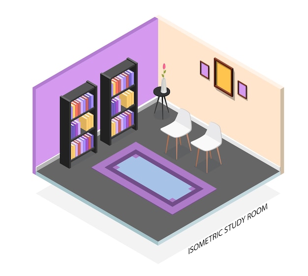 isometric study room