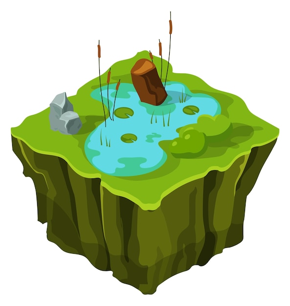 Isometric terrain Swamp texture island Flying land