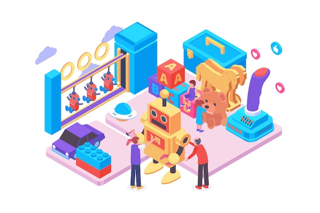 Isometric toy maker illustration concept