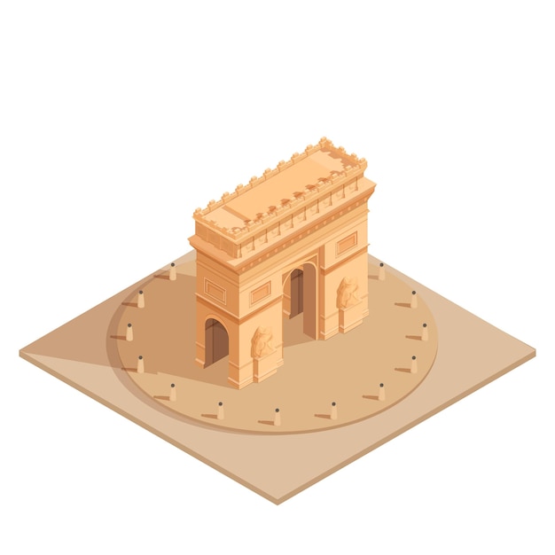 Isometric triumphal arch in paris vector illustration