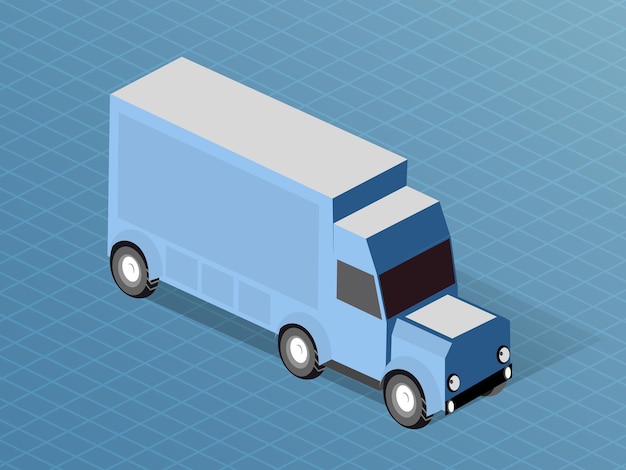 Vector isometric truck of motor vehicles car truck transport urban infrastructure