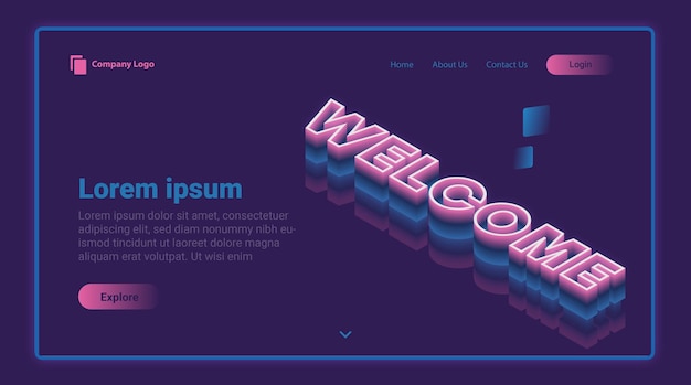 Isometric ui ux 3d text welcome page Free Vector