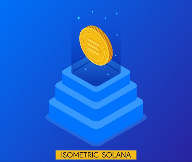 isometric vactor solana cryptocurrency logo isometric solana coin