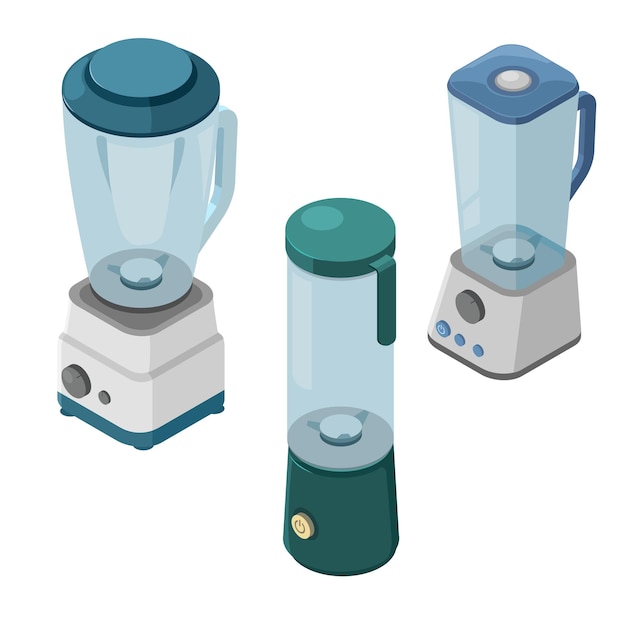 isometric vector image of 3 types of electronic blenders