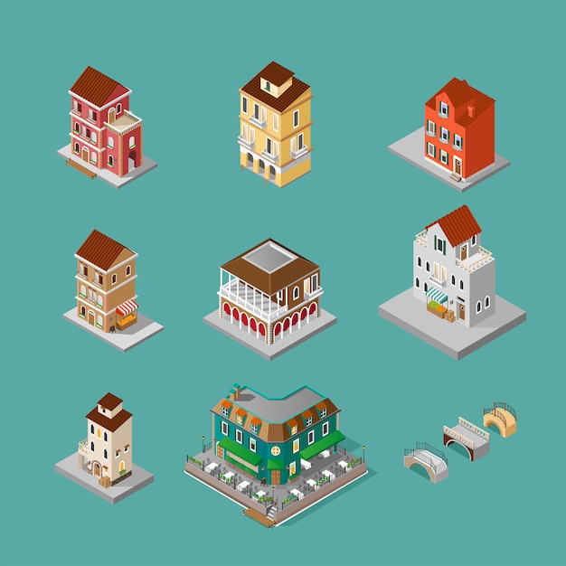 Isometric Venice Building set