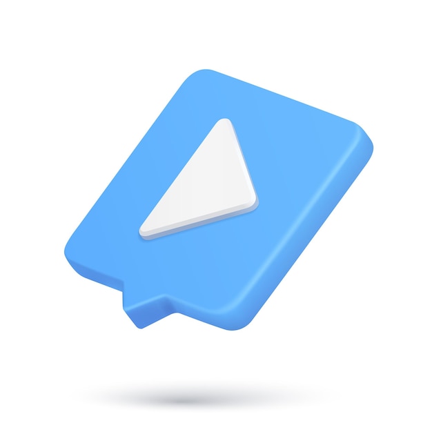 Isometric video audio play triangle button d icon quick tips cyberspace notification vector