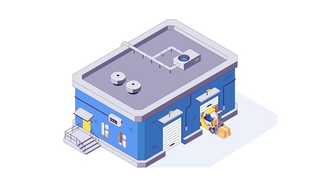 Isometric warehouse storage storehouse building illustration