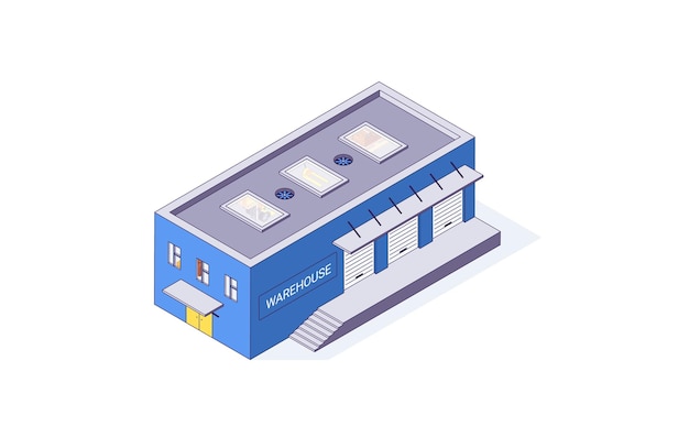 Isometric warehouse storage storehouse building illustration