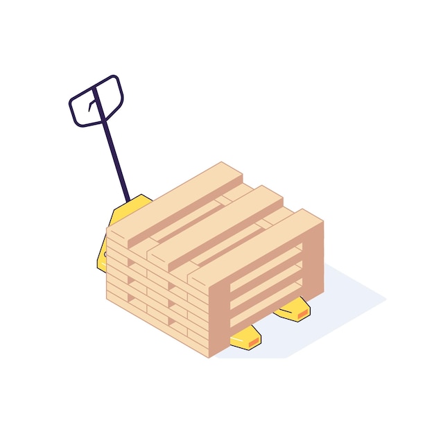 Isometric warehouse transport pallets equipment load illustration