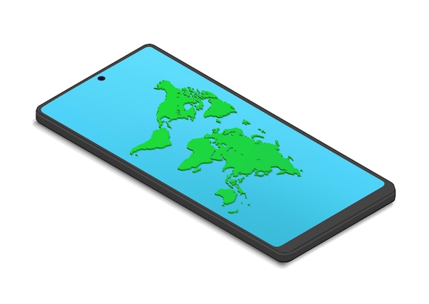 Isometric world map on smartphone