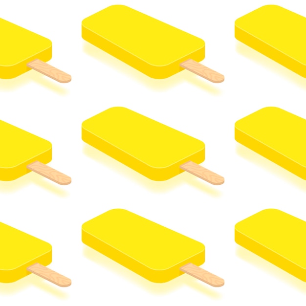 Isometric yellow ice cream seamless pattern vector illustration on white background