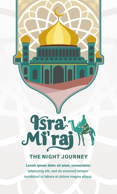 Isra miraj greeting card illustration design premium vector