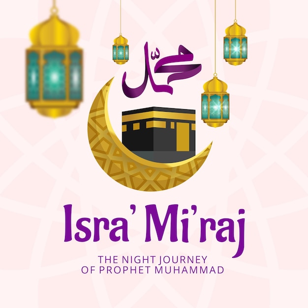 Isra miraj illustration design for social media post square size