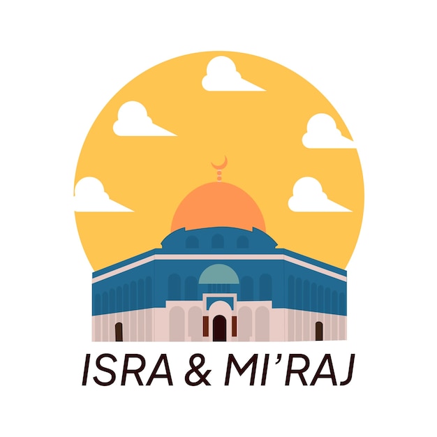 Isra Miraj with mosque al Aqsa illustration background