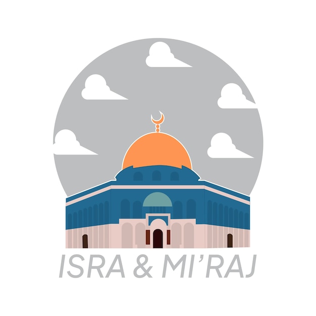 Isra Miraj with mosque al Aqsa illustration background