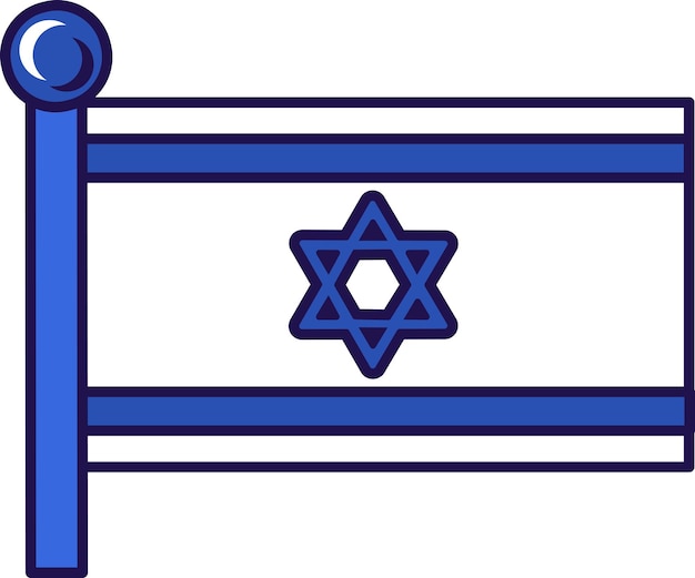 Israel state national flag on flagstaff vector