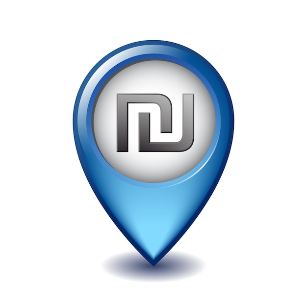 Israeli shekel symbol on Mapping Marker vector icon currency sign of Israel on Map Pointer