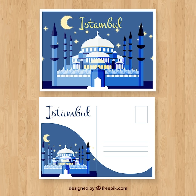 Istambul postcard template with flat design