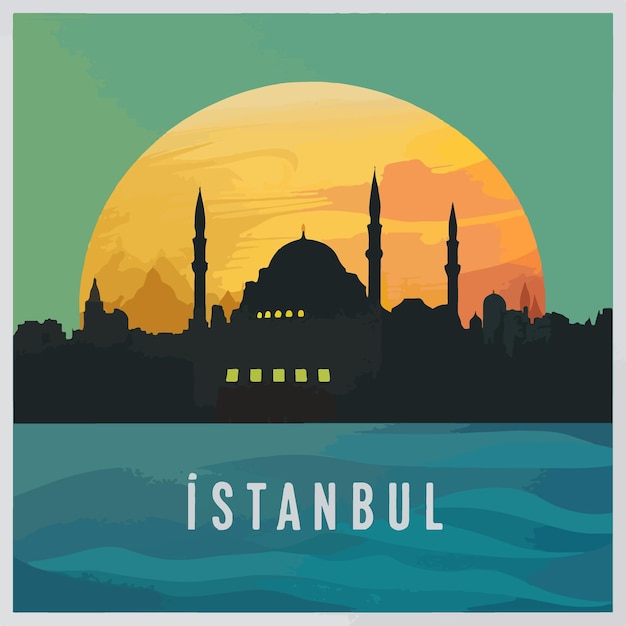 Istanbul City Skyline Vector