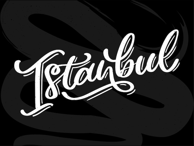 Istanbul Hand lettering Vector logo of Istanbul in black color with seagulls on white background souvenir products banner emblem travel blog social media brochure flyer Digital illustration