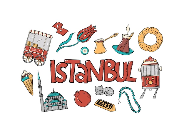 Istanbul lettering quote decoraed with doodles