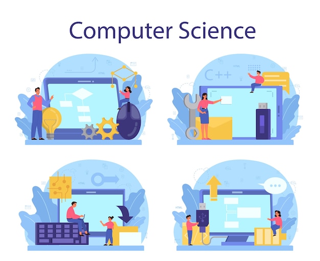 IT education concept set in flat design