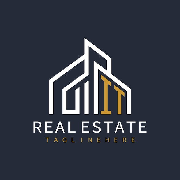 IT initial monogram logo for real estate with home shape creative design