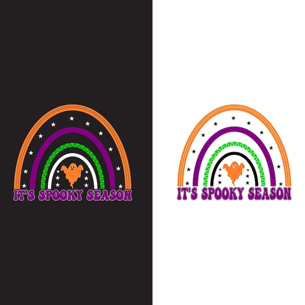 It is Spooky Season Shirt Design. Halloween kids shirt ,Rainbow design.