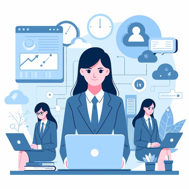 a IT Manager business woman in flat design