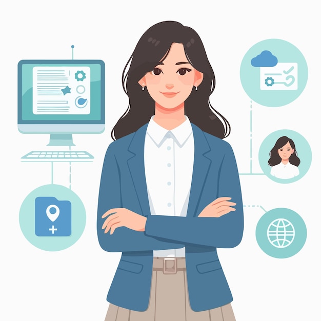 a IT Manager business woman in flat design