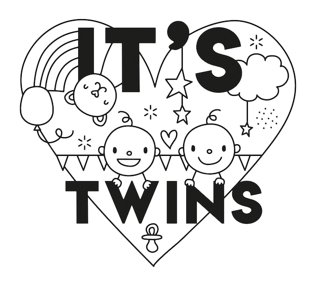 It's twins heart vector illustration