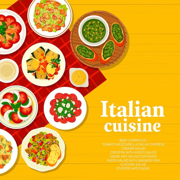 Italian cuisine dishes menu cover page template