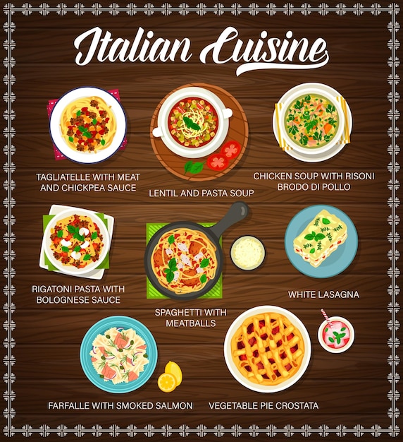 Italian cuisine menu restaurant food dishes meals