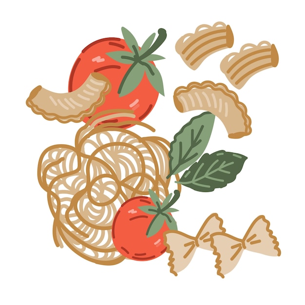 Italian cuisine pasta spaghetti label or emblem vector illustration isolated