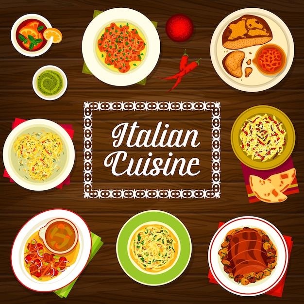 Italian cuisine restaurant food menu vector cover