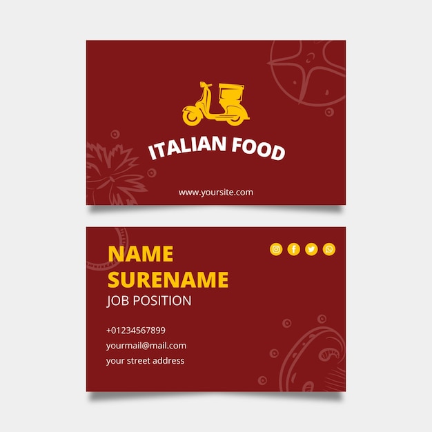 Italian food business card template