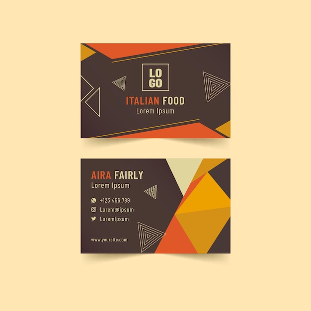 Italian food horizontal business card