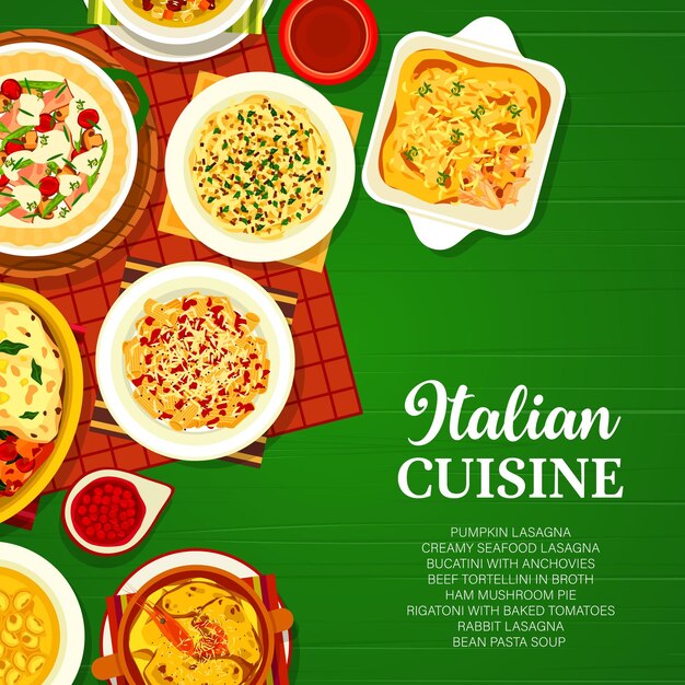 Italian food menu Italy cuisine dishes poster