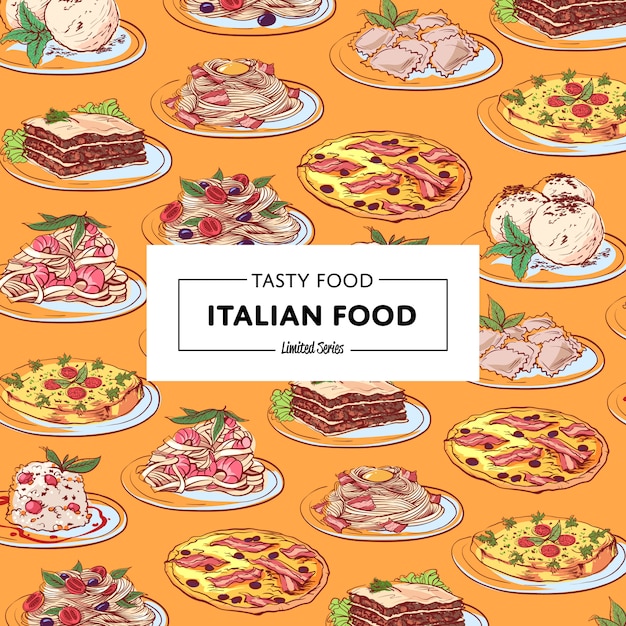 Italian food poster with national cuisine dishes